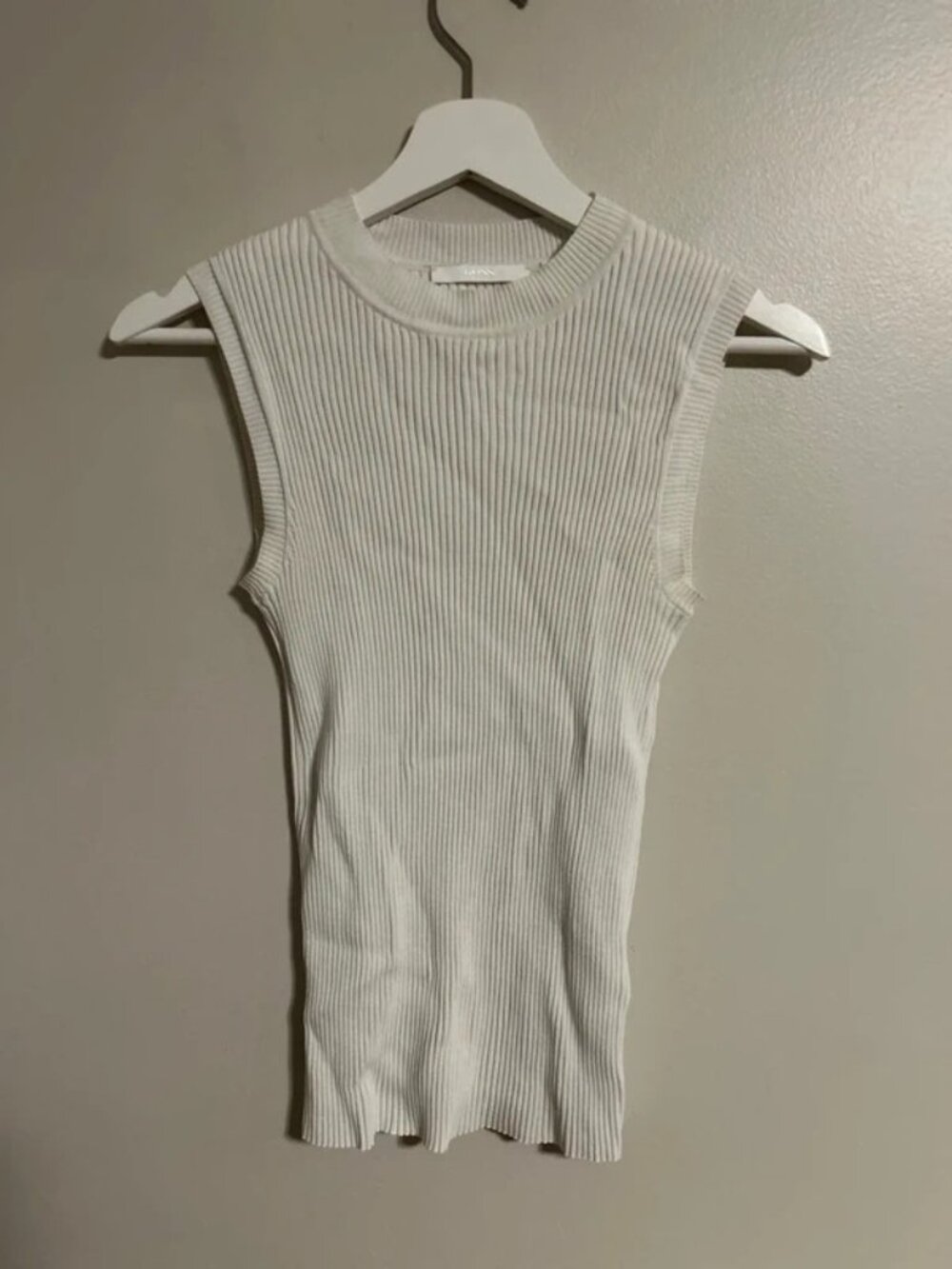 Hugo Boss Tank Top Cream Off White Ribbed Mock Neck